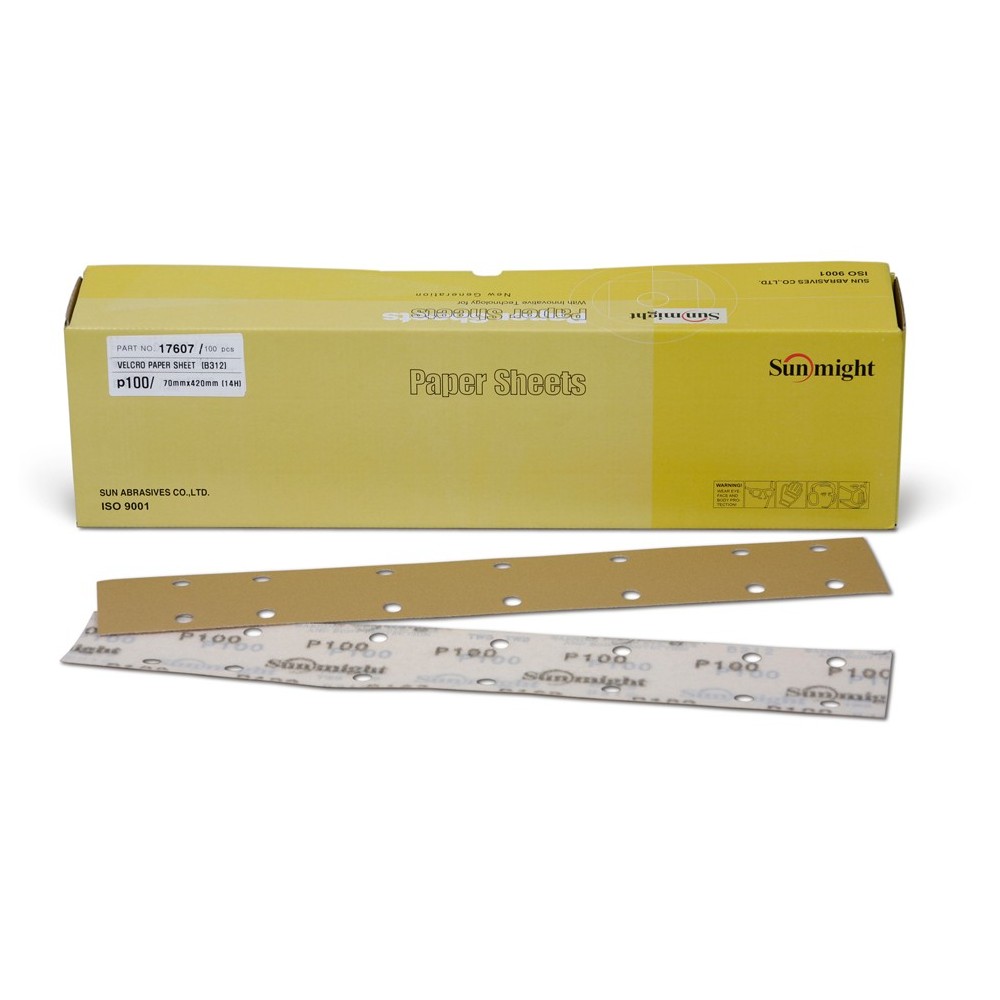 SUNMIGHT Velcro sheets on paper base, 70mm x 420mm, 14holes, yellow P-150